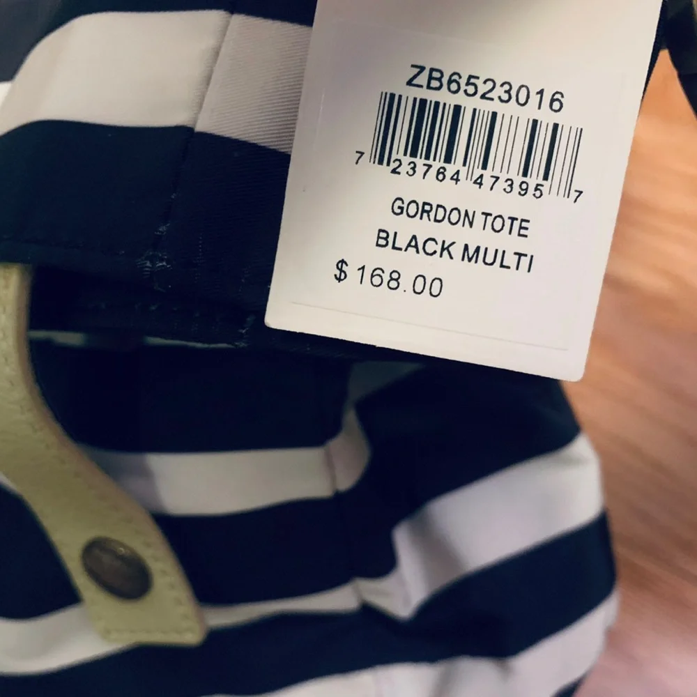 Fossil black/ivory stripe bag with light green accents and matching wallet NWT - Picture 5 of 8